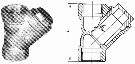 Lv11-20T Y型黄铜过滤器产品外形及结构尺寸示意图